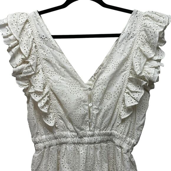 NWT Love The Label Ecru Ruffle Tiered Eyelet Mini Dress - Picture 8 of 10
